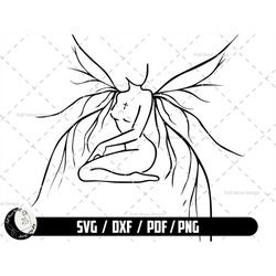 angel svg, sweet angel svg, angel silhouette, cut file, tattoo design, digital download