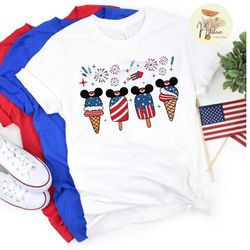 mickey ice cream red white & blue t-shirt, disney 4th of july shirts, disney fireworks ice cream, mickey ears fourth of