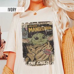 baby yoda mandalorian shirt, star wars vintage shirt, star wars comfort color shirt, baby yoda shirt, galaxy edge shirt.