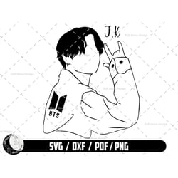 jungkook bts svg, bts member svg, jk art line, junkook clipart, digital download