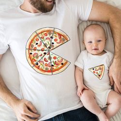 pizza and slice shirts, dad and baby matching shirt, father's day shirts, matching family shirts, baby shower gift, dad
