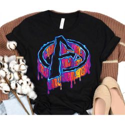 marvel avengers a logo melting paint drip t-shirt, marvel comic shirt, disneyland epcot family vacation birthday shirt,