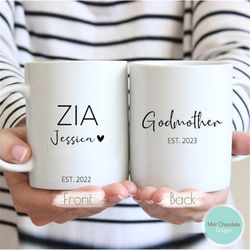 zia, godmother - custom gift for godmother, thank you godmother, godparents gift, godmother mug, custom mug for godmothe