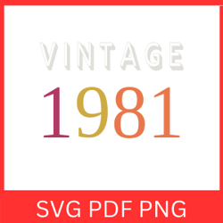 vintage 1981 retro svg | vintage 1981 svg design | vintage 1981 sublimation designs | printable art | digital download