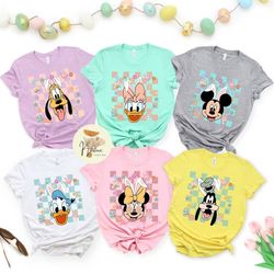 retro disney easter shirt, mickey and friends easter shirt, disney happy easter shirt, disney bunny shirt, disney checke