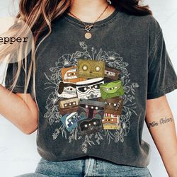 floral star wars inspired mixtape comfort colors shirt, vintage star wars baby yoda mandalorian shirt, disney star wars