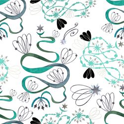Seamless pattern Green comets White background