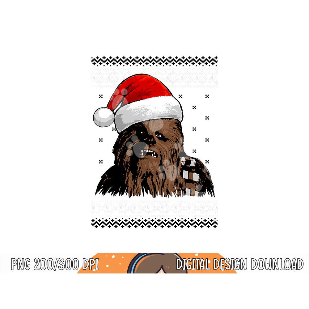 Star Wars Chewie Santa Hat Ugly Christmas Sweater png,sublimation png,sublimation copy.jpg