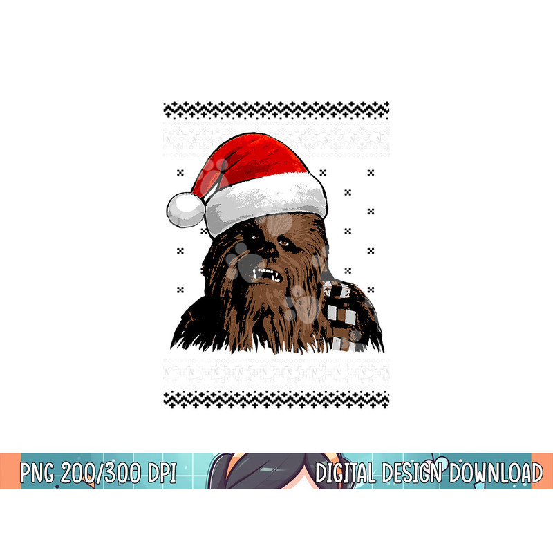 Star Wars Chewie Santa Hat Ugly Christmas Sweater png, sublimation png, sublimation.jpg