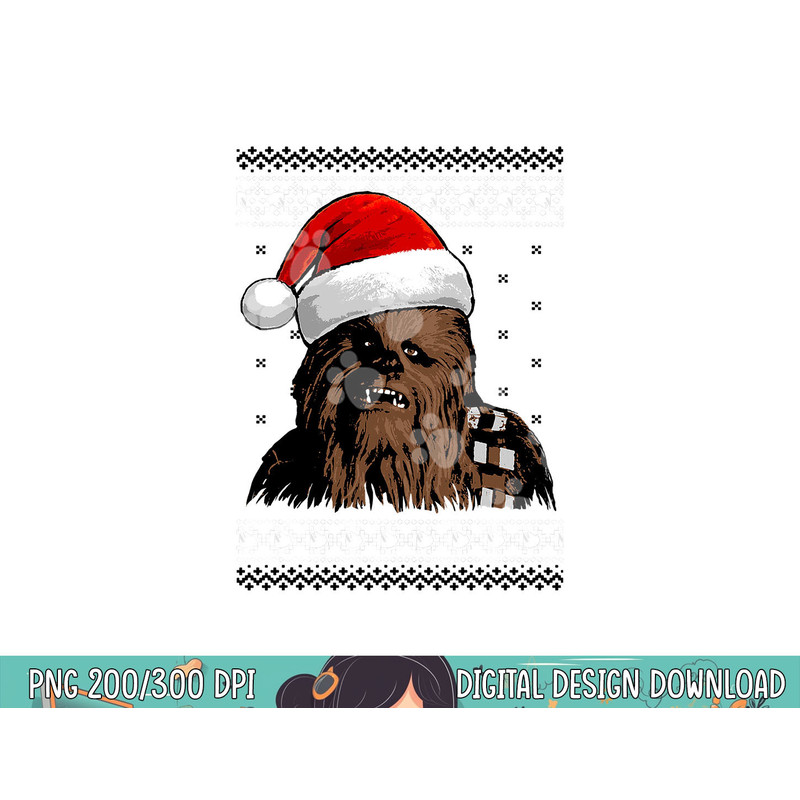 Star Wars Chewie Santa Hat Ugly Christmas Sweater png,sublimation png, sublimation.jpg