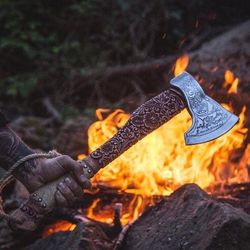 hand forged axe - flame