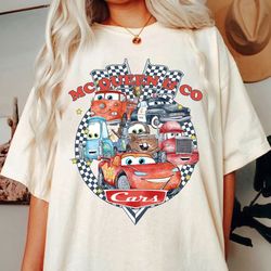 retro lightning mcqueen shirt, vintage disney cars, mcqueen & co, disney car pixar shirt, mcqueen 1977, disney cars land
