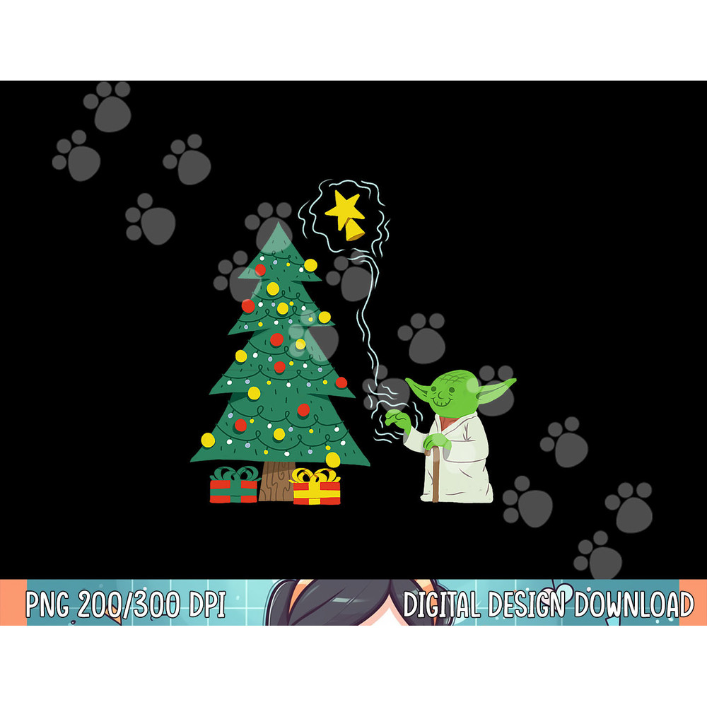 Star Wars Holiday Yoda Decorates Christmas Tree png, sublimation.jpg