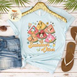 retro mickey and friends summer vibes t-shirt, disney summer shirts, disney summer vacation shirts, family trip 2023, ad