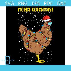 Merry Cluckmas Svg, Funny Chicken Santa Hat Svg, Chicken Wear Face Mask Svg