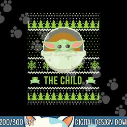 star wars the mandalorian the child christmas sweater style png, sublimation