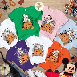 snow white and seven dwarfs halloween vintage shirt, evil queen halloween vintage shirt, disney halloween family shirts,