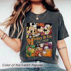 comfort colors retro mickey and co shirt, halloween disneyland party, magic kingdom halloween, halloween matching shirt,