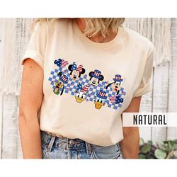 mickey & friends 4th of july shirt, disney checkered shirt, patriotic shirt, independence day shirt, us flag america mer