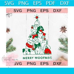 merry woofmas dog christmas tree svg, christmas svg, christmas animals svg, santa woof