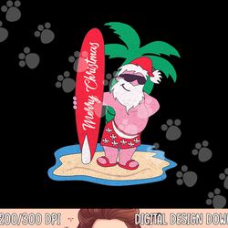 funny christmas in july santa claus surfing on the beach png, sublimation copy