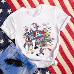 vintage disney epcot happy 4th of july t-shirt, mickey and friends independence day, epcot fireworks 4th of july, disney