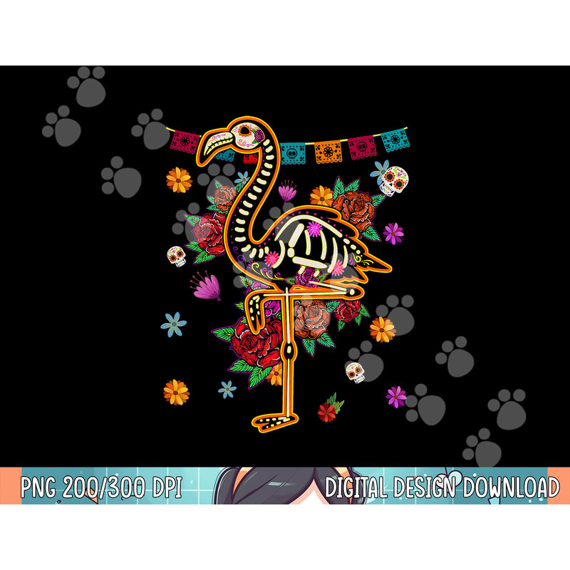 Sugar Skull Mexican Flamingo Bone Halloween Day Of Dead png, sublimation.jpg