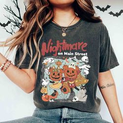 vintage disney halloween pumpkin shirt, mickey minnie nightmare on mainstreet shirt, 90s halloween party, wdw spooky sea