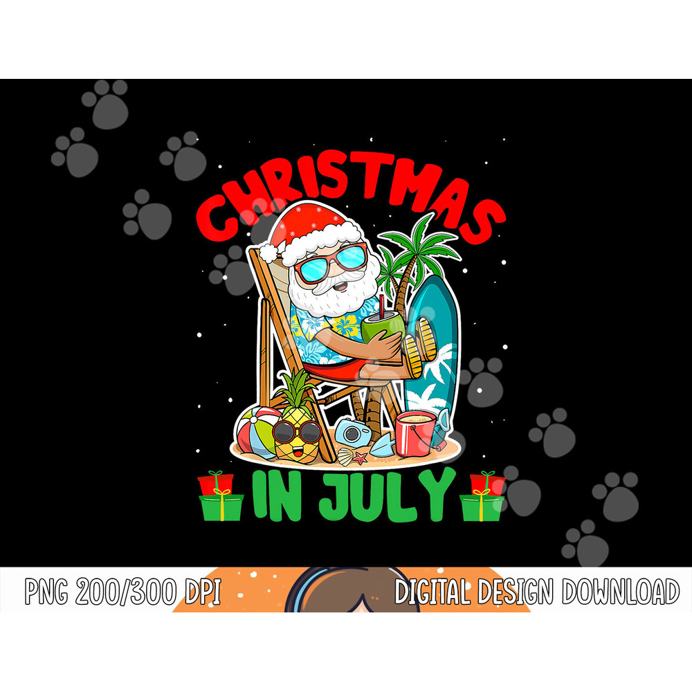Summer Christmas in July - Tropical Santa Surfing Hawaiian png, sublimation copy.jpg