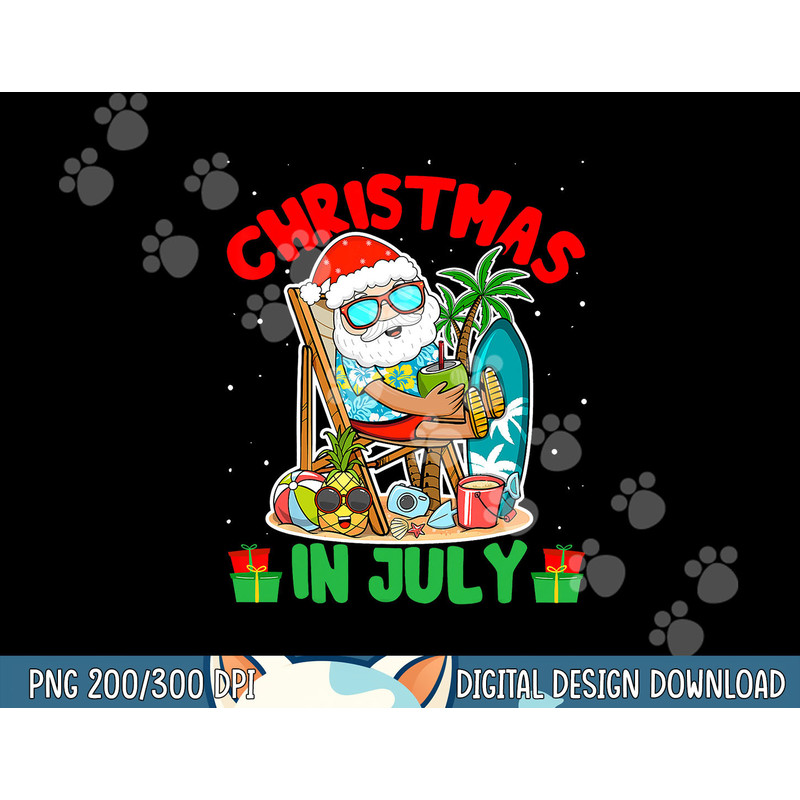 Summer Christmas in July - Tropical Santa Surfing Hawaiian png, sublimation copy.jpg