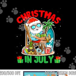 summer christmas in july - tropical santa surfing hawaiian png, sublimation copy