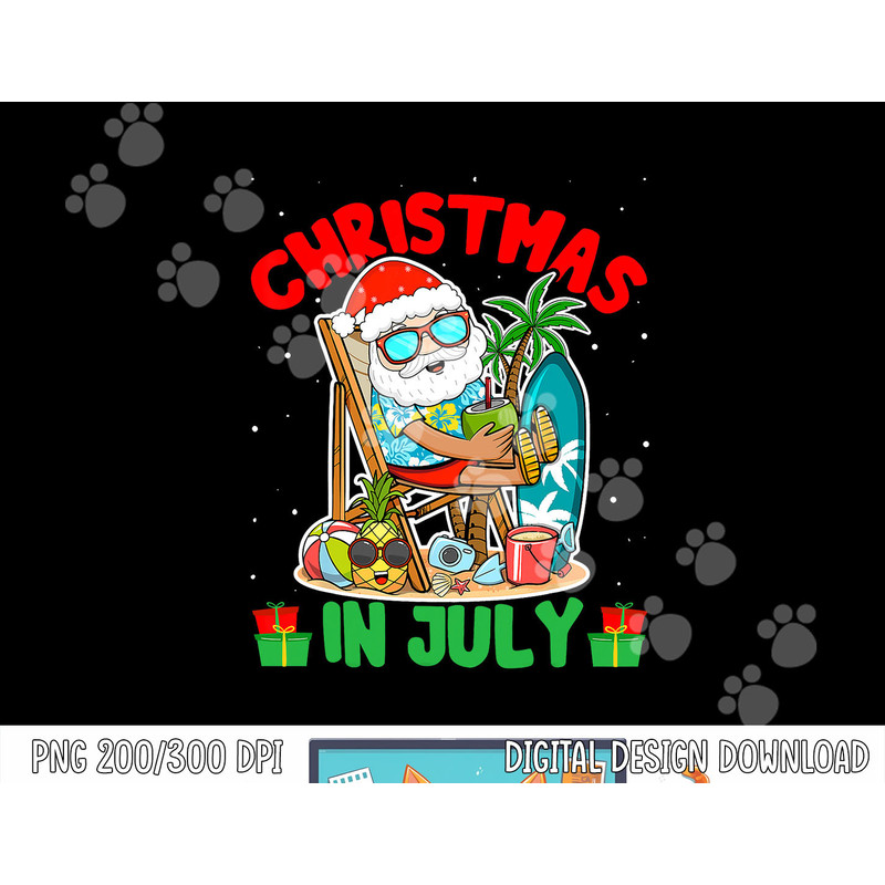 Summer Christmas in July - Tropical Santa Surfing Hawaiian png, sublimation copy.jpg