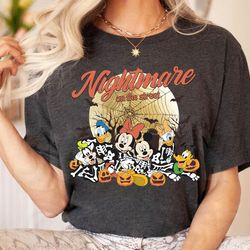 vintage disney halloween skeleton shirt, mickey minnie nightmare on mainstreet shirt, mickey skeleton, wdw spooky season