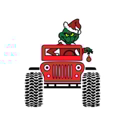 grinch on jeep svg, christmas svg, how the grinch stole christmas svg