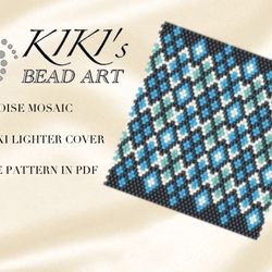 lighter cover pattern peyote pattern, bead pattern for bic maxi lighter cover turquoise mosaic beading pattern in pdf