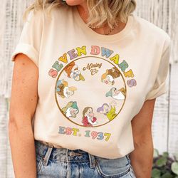 vintage disney seven dwarfs est 1937 shirt, disney 7 dwarfs group mining co shirts, disney snow white princess tee, disn
