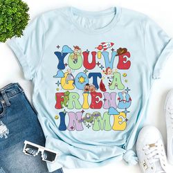 vintage disney toy story you've got a friend in me shirt, disney pixar toy story characters shirt, disney family vacatio