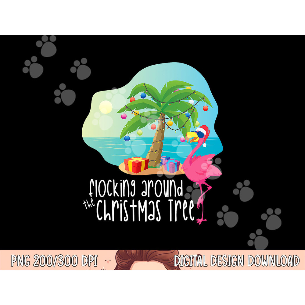 Funny Flamingo Flocking Around The Christmas Tree Pajamas png, sublimation copy.jpg