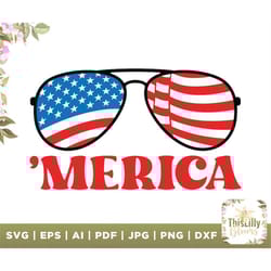 4th of july sunglasses' merica svg 'merica, america, red white & blue, usa, instant digital download, svg, png, dxf, and