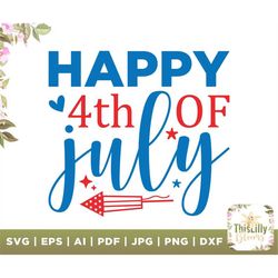 Happy 4th Of July svg, Cut File, Clip art, Commercial use, Instant Download, Silhouette, Fourth of July svg, Independenc