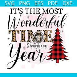 it's the most wonderful time of the year png, christmas png, leopard pattern png