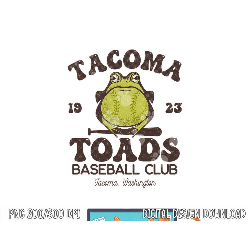 Tacoma Toads Baseball Retro Minor League Baseball Team png, sublimation.jpg
