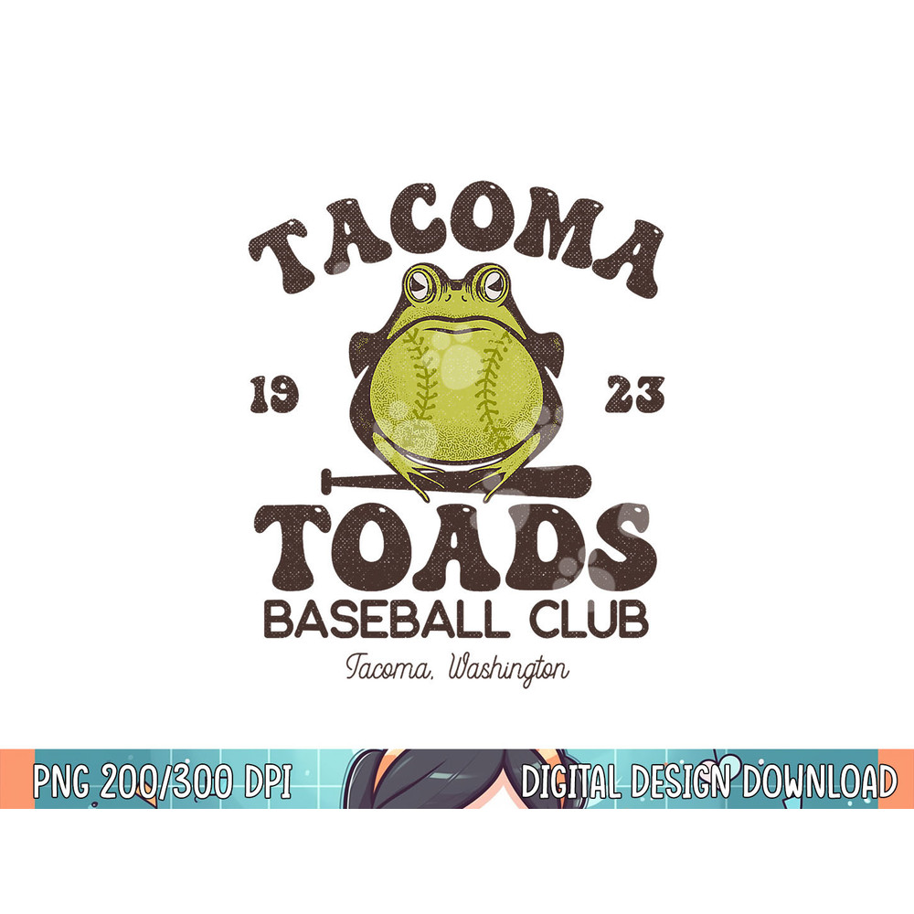 Tacoma Toads Baseball Retro Minor League Baseball Team png, sublimation .jpg