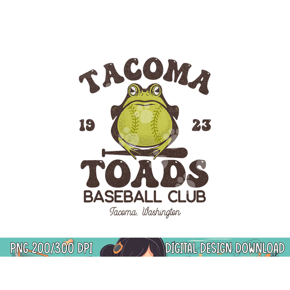 Tacoma Toads Baseball Retro Minor League Baseball Team png, sublimation.jpg