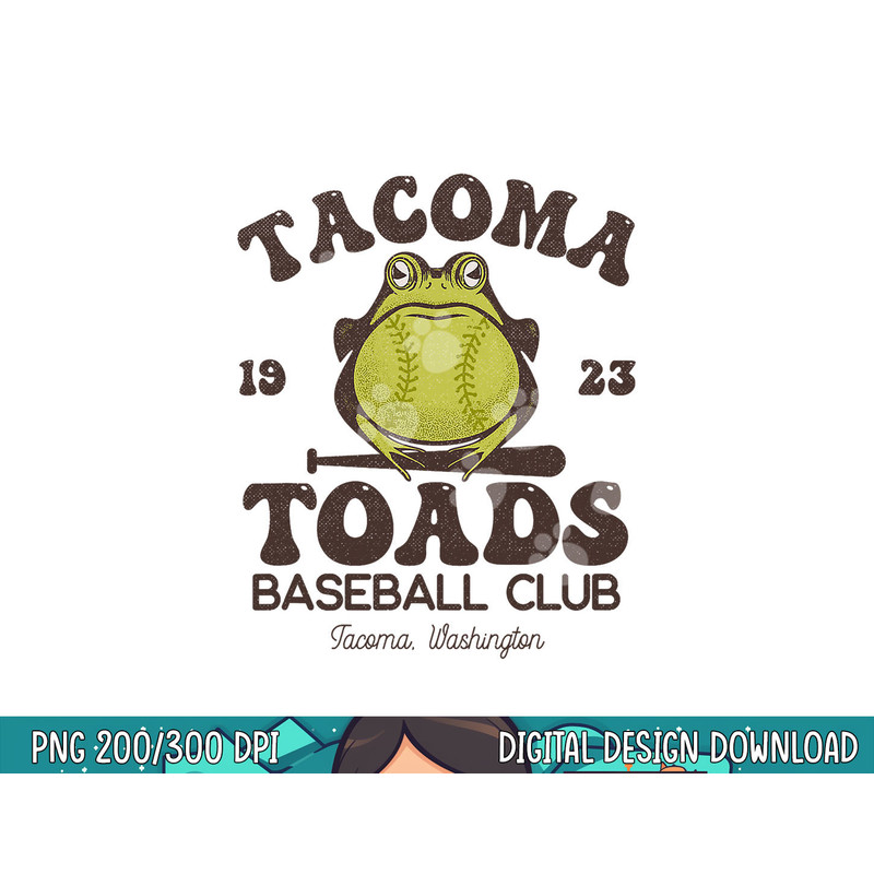 Tacoma Toads Baseball Retro Minor League Baseball Team png, sublimation.jpg