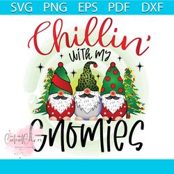 chillin with my gnomies png, christmas png, xmas png, christmas tree png, gnome png