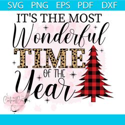 it's the most wonderful time of the year png, christmas png, leopard pattern png