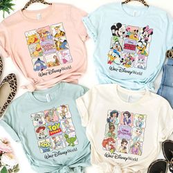 vintage walt disney world characters shirt, mickey and friends shirt, winnie the pooh shirt, disney pixar toy story shir