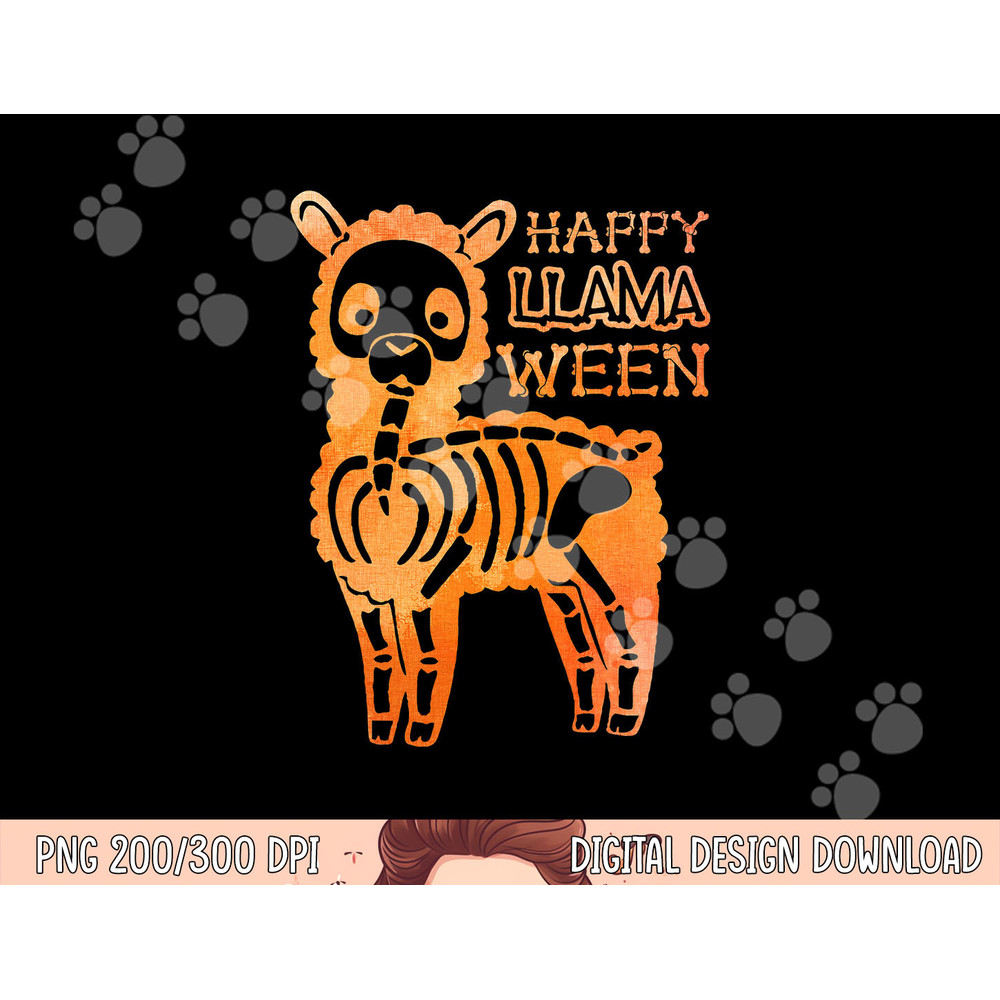 Funny Halloween LLama Costume Tee Happy Llamaween Skeleton png,sublimation copy.jpg