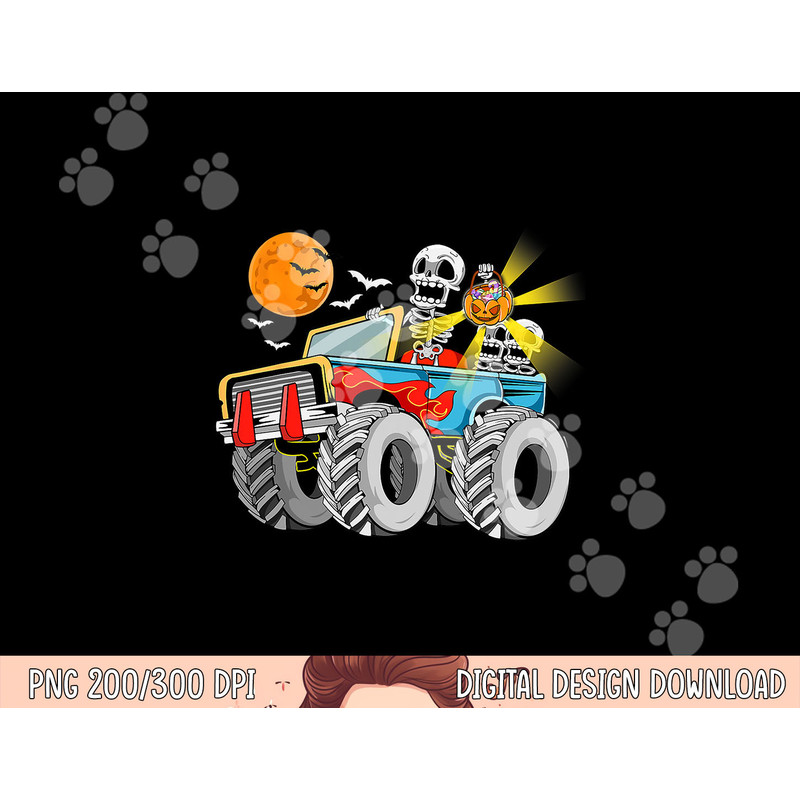 Funny Halloween Skeleton Monster-Truck Kids Boys Toddler png,sublimation copy.jpg